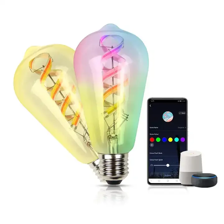 RGB ST64 smart bulb with wifi and voice/remote control